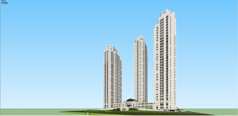杭州大都会施工设计资料下载-[天津]大都会风格建筑建筑模型设计