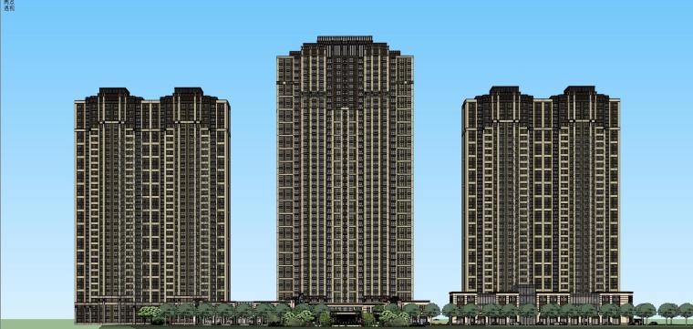 商业高层小区su资料下载-[安徽]新古典+高层商业建筑模型设计