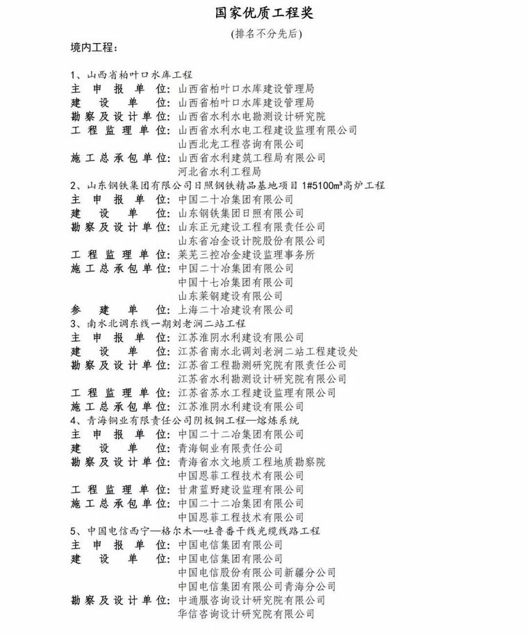 “国家优质工程奖”候选工程名单公示！_11