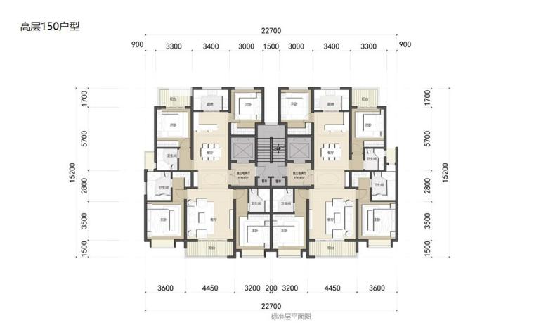 [北京]现代风格住宅别墅合院高层建筑设计 -高层150户型