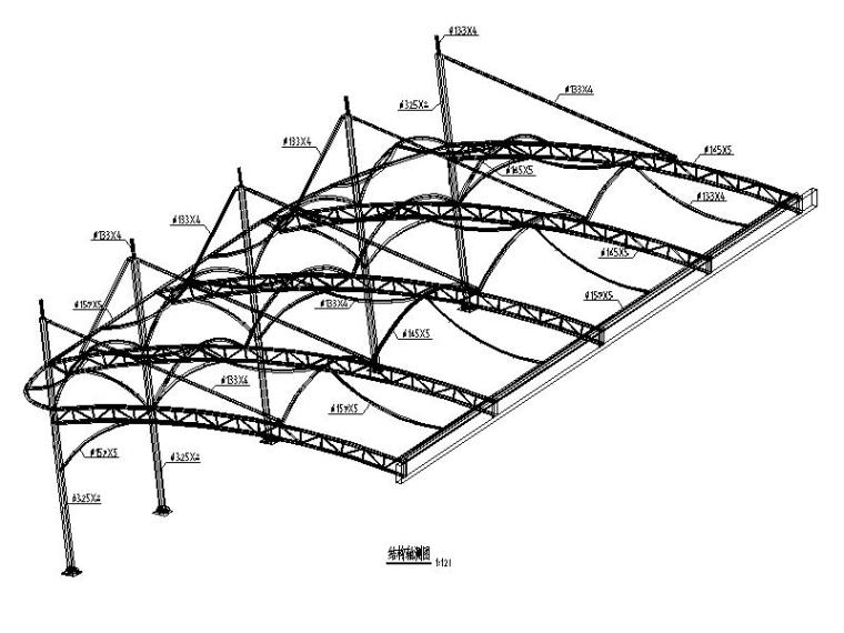 遮雨棚玻璃雨棚施工图资料下载-遮雨棚膜结构施工图（遮棚膜，2013）