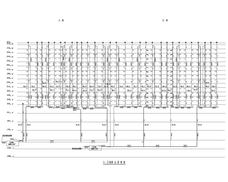 19层综合住宅楼整套给排水施工图（含人防）-A、B栋排 水 原 理 图