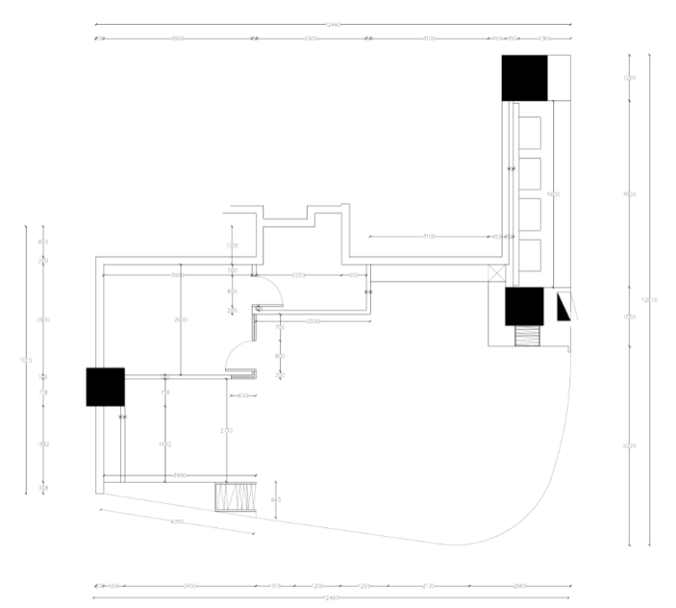 [广州]K11商场小鸟音响店施工图-广州K11商场小鸟音响店墙体定位图