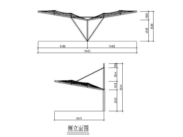 停车棚膜结构方案图2010-侧立面图