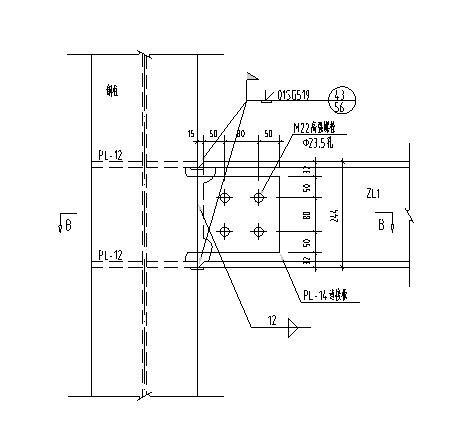 旧楼改造加室外钢结构电梯结构施工图-连接节点大样