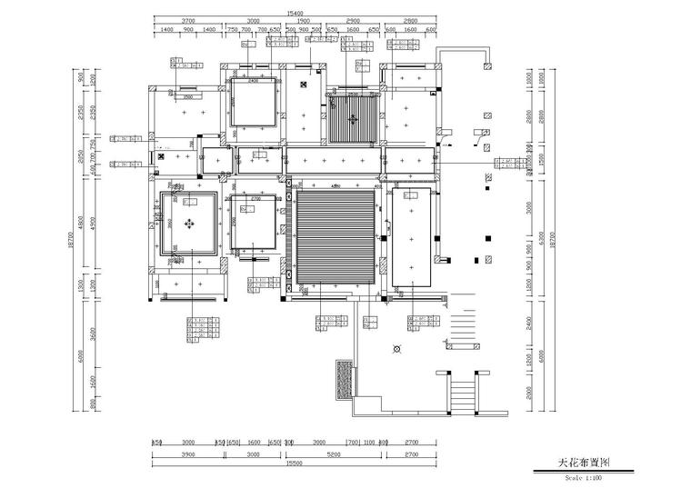 [河北]保定红山庄园新中式样板房施工图-天花布置图