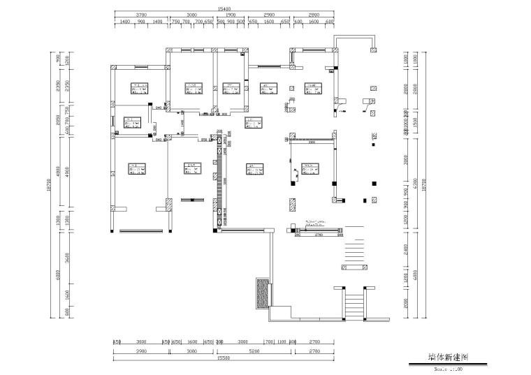 [河北]保定红山庄园新中式样板房施工图-新建墙体图