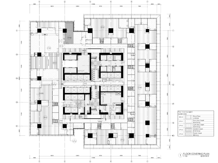 [上海]历峰集团上海嘉里中心办公室施工图-历峰集团上海嘉里中心办公室地坪材料图