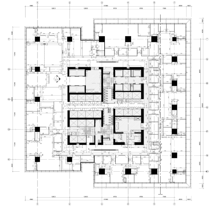 [上海]历峰集团上海嘉里中心办公室施工图-历峰集团上海嘉里中心办公室隔墙尺寸图