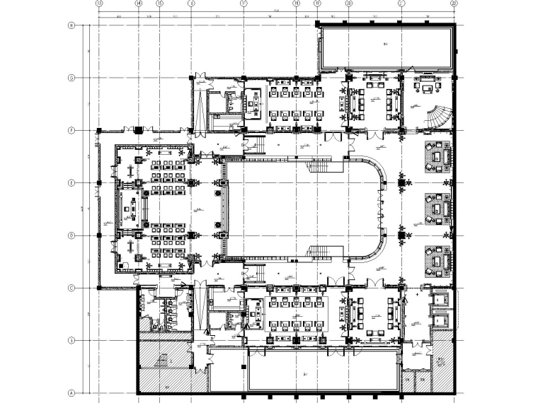 [陕西]HKG-汉中汉文化博览园室内装修施工图-4地下一层大寿宫区域总平面索引图