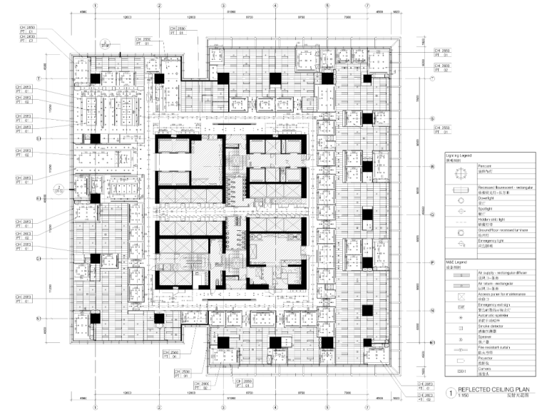 [上海]历峰集团上海嘉里中心办公室施工图-历峰集团上海嘉里中心办公室反射天花图