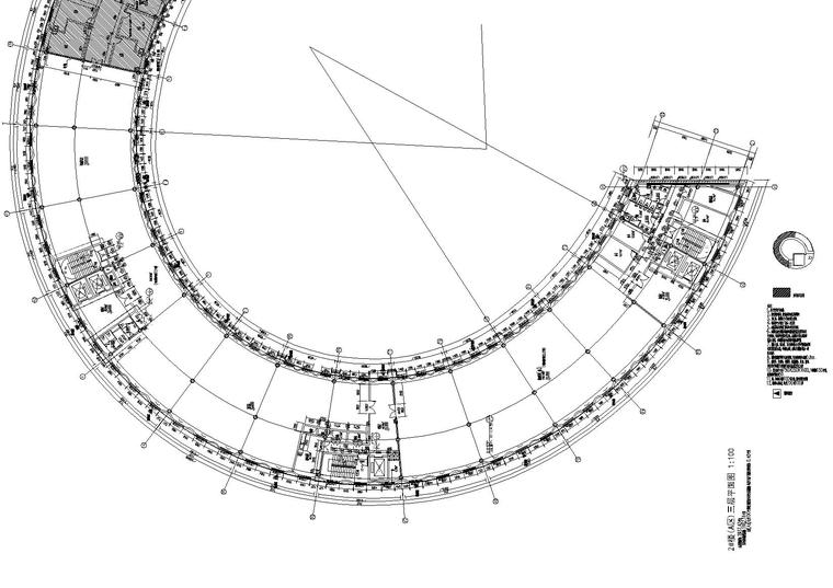 [上海]​奉贤社区中心全套建筑图纸+效果图-2#楼（A区）三层平面图