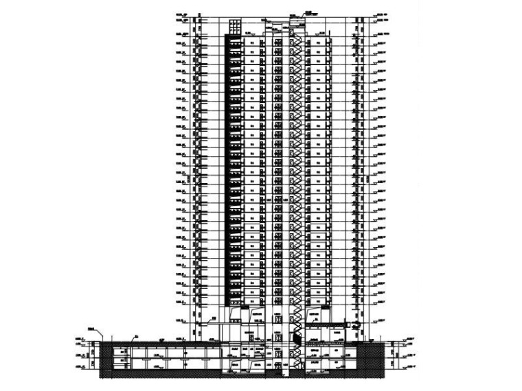 公寓核心筒cad资料下载-108m超高层框筒结构人才公寓建筑施工图2017