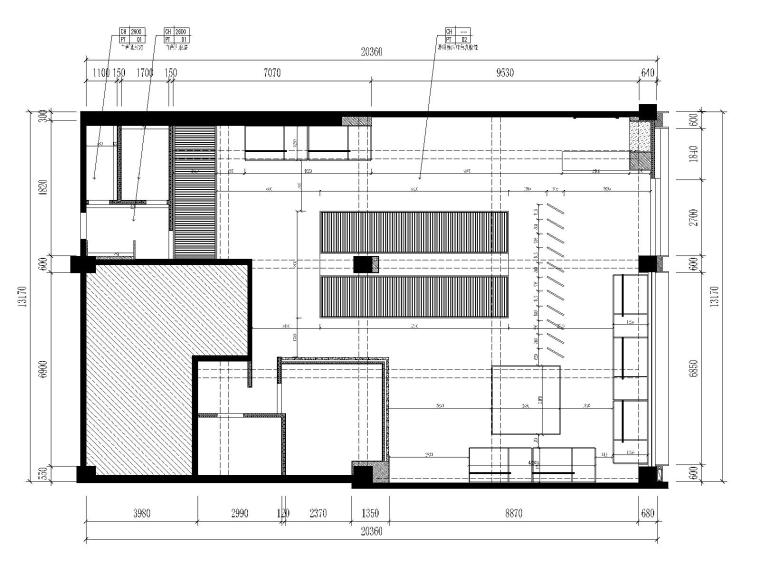 [福建]碳悦碳烤吧餐厅施工图+效果图-碳悦碳烤吧餐厅天花布置图