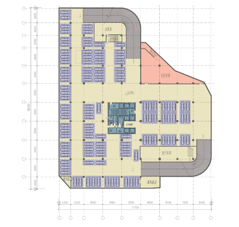 [江苏]南京复合商业空间商务办公建筑方案图-复合商业空间商务办公建筑地下一层平面图