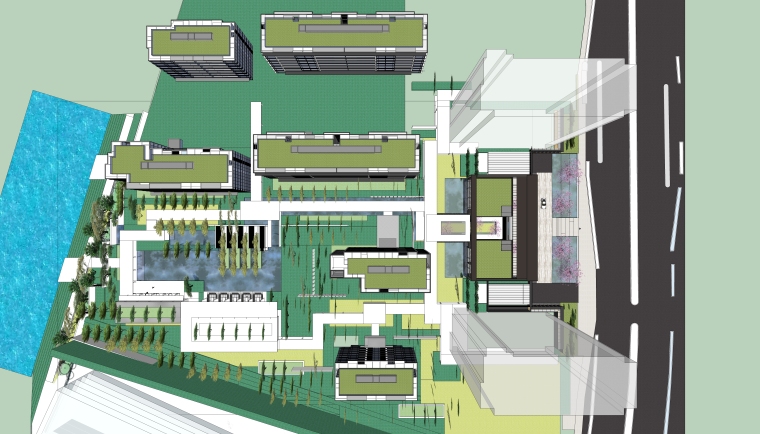 su模型景观建筑资料下载-绿城·凤起朝鸣集合住宅建筑景观SU模型