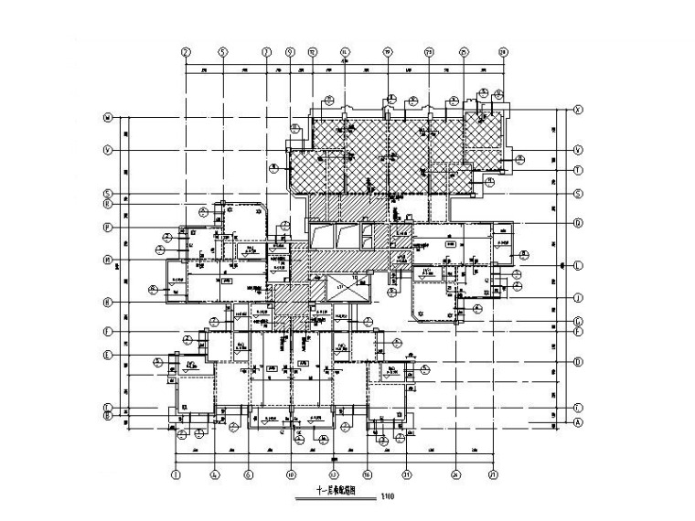 11层框剪住宅楼结构施工图（长螺旋灌注桩）-11层板配筋图
