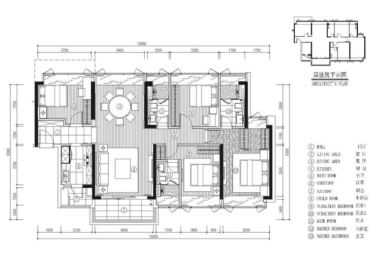 深圳京基建筑施工图资料下载-[深圳]​京基长源项目4栋2层A户型施工图