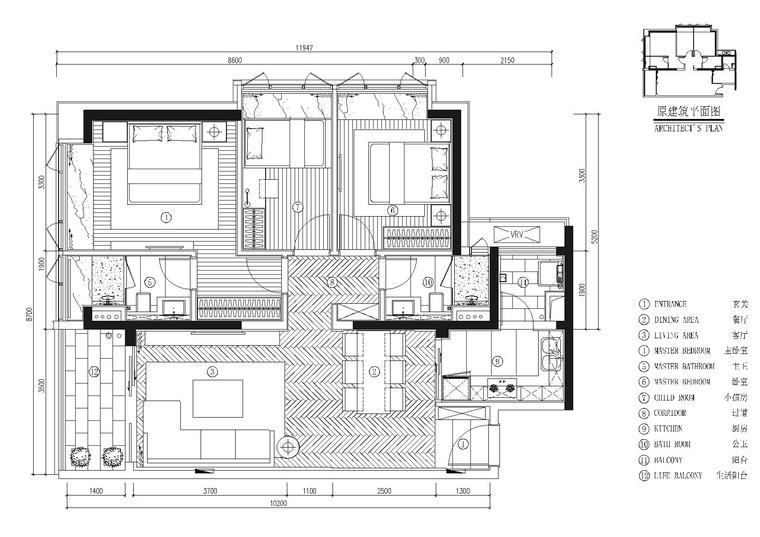 深圳京基建筑施工图资料下载-[深圳]​京基长源项目4栋2层D户型施工图