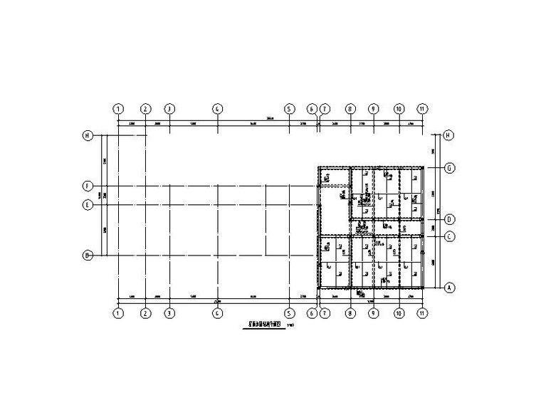 砖混结构小学教学楼加固改造施工图(加建)-屋面加固结构平面图