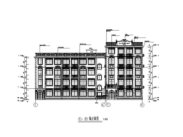 砖混结构小学教学楼加固改造施工图(加建)-改造后建筑立面图