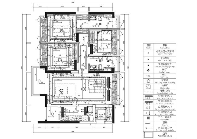 [深圳]​京基长源项目4栋2层B户型施工图-天花定位图