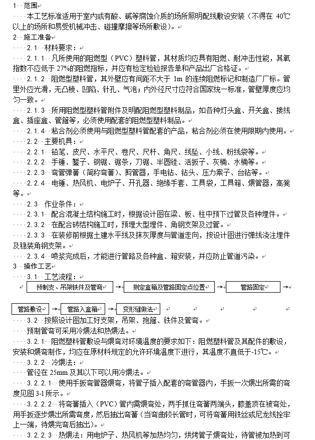 建筑电气照明安装工程相关施工工艺-PVC管明敷