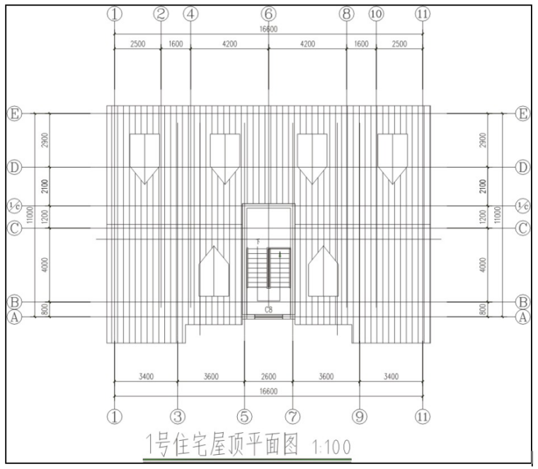 住宅楼施工图的详细绘制过程(28页)-屋顶平面图