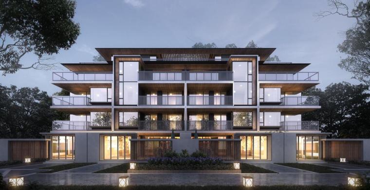 [安徽]新中式风格叠拼洋房高层住宅建筑方-地块概念方案