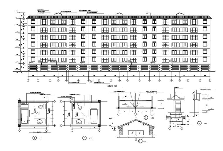 120平米住宅及错层户型设计图-南立面图