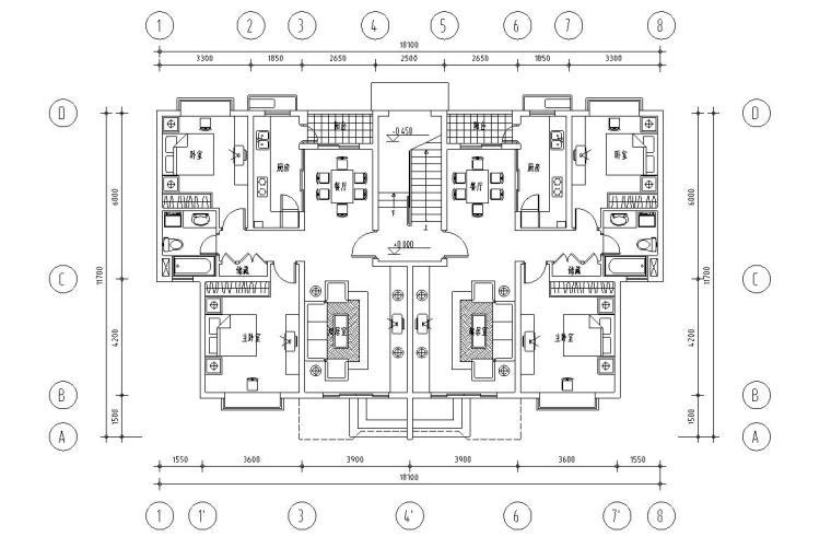 参数化设计多层住宅楼资料下载-经典多层住宅楼户型设计图