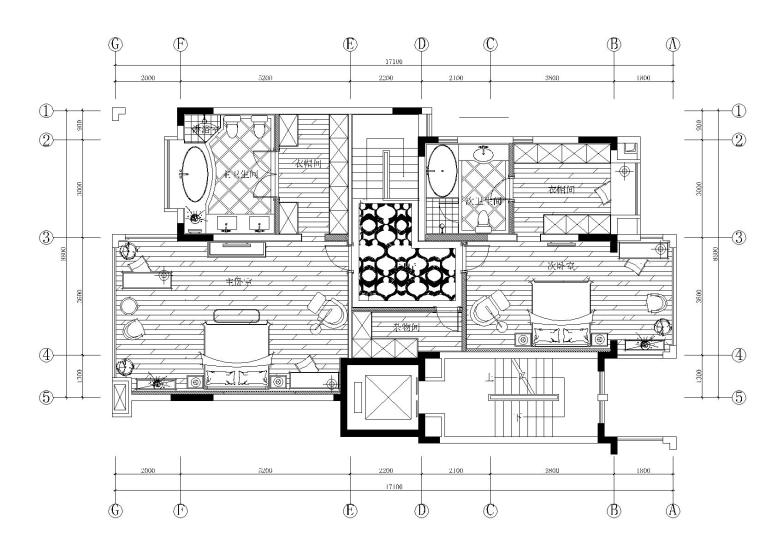 玻璃隔断墙施工资料下载-[上海]-欧式低调奢华跃层施工图+效果图