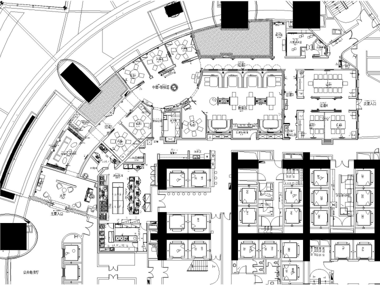 村庄入口广场效果图资料下载-上海中心大厦洋房火锅餐厅CAD施工图+效果图