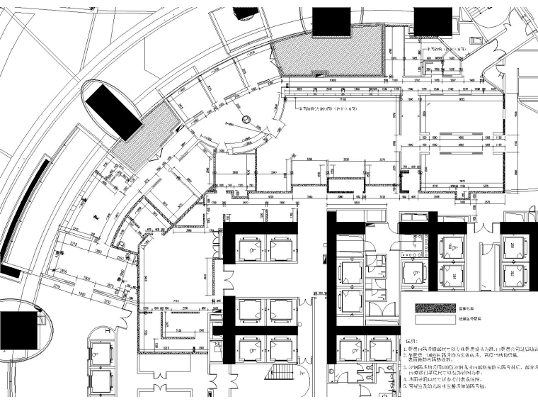 上海中心大厦洋房火锅餐厅CAD施工图+效果图-2洋房火锅MOR墙体尺寸放样图