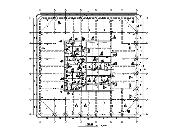 7层办公楼核心筒平面图资料下载-36层框架-核心筒办公楼结构施工图(钢骨柱)