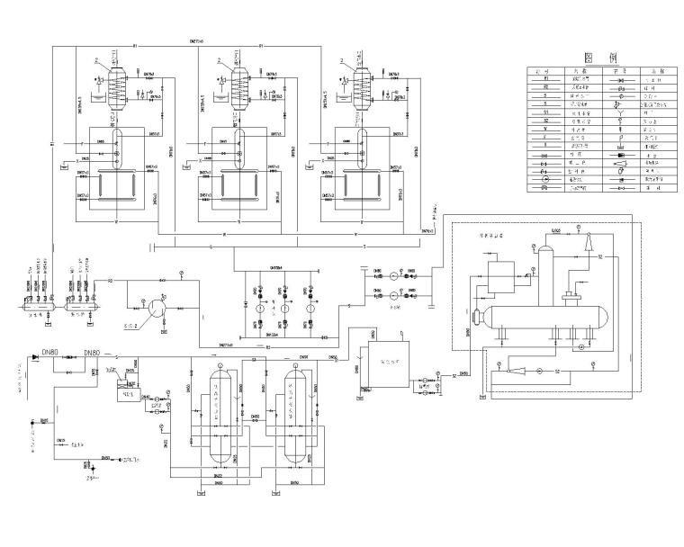 北京地区15万平米居住小区锅炉房工艺设计图-锅炉房热力系统图