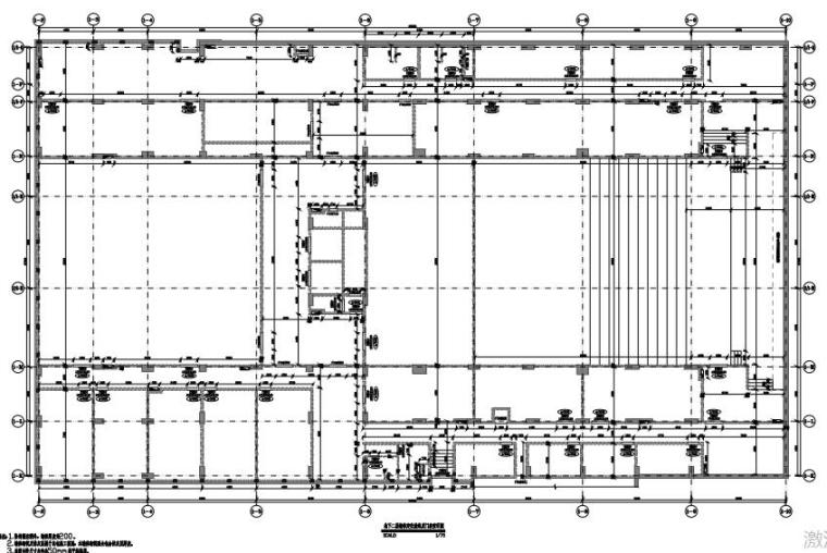 知名地产小径湾大学内装施工图+物料表-1#楼地下二层墙体定位放线图