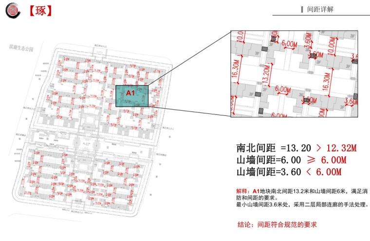 ​[江苏]中式风格联排别墅规划方案文本-间距详解