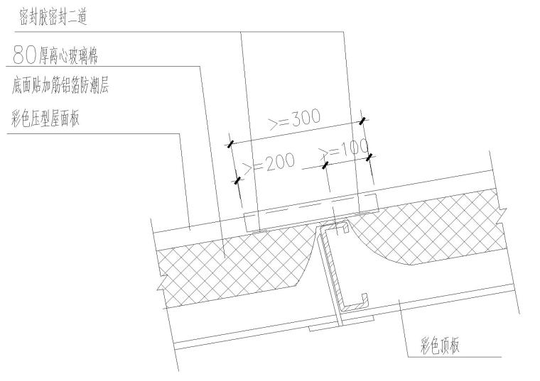 彩钢板屋面节点，结构，泛水，檐口，屋脊等-钢结构屋面板搭接详图