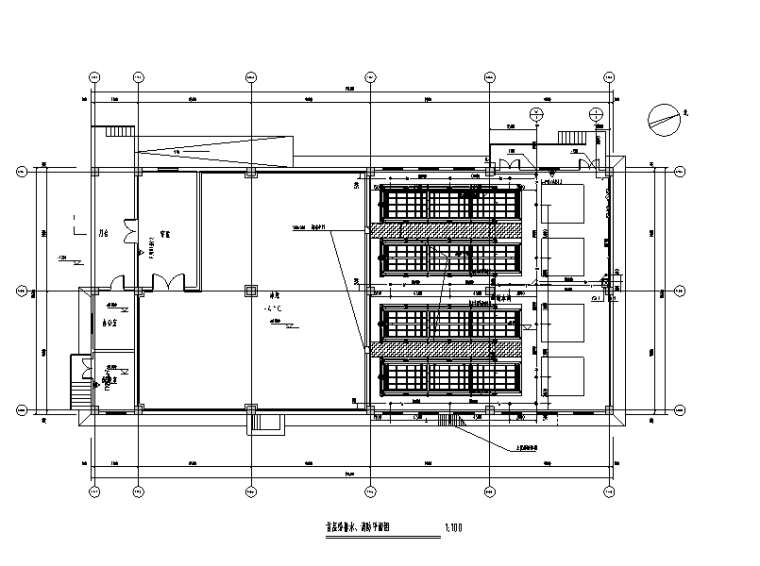 贵州电商物流园制冰间给排水施工图-首层给排水、消防平面图