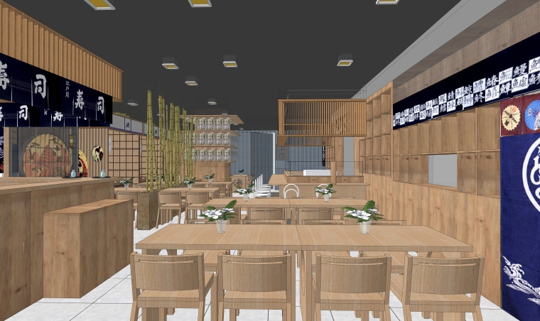 su模型餐厅空间资料下载-现代风格餐饮空间室内SU模型设计（5）