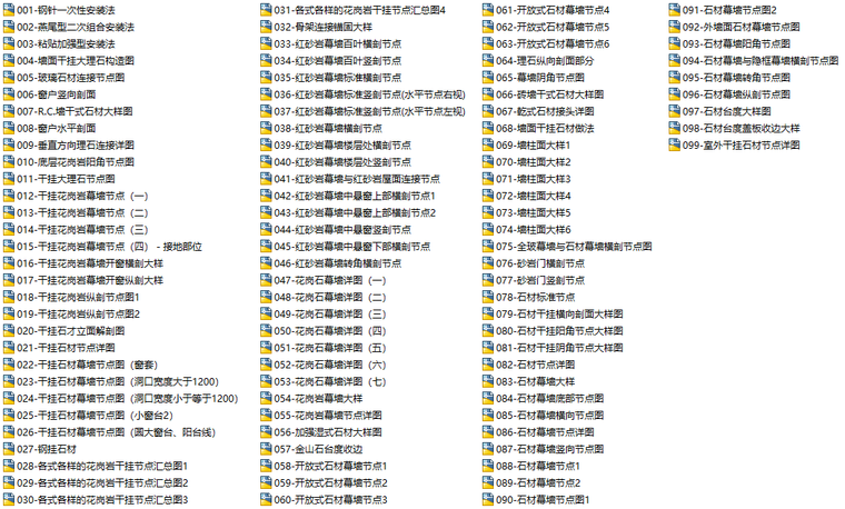 99个石材幕墙详图（干挂花岗岩，节点等）-样例