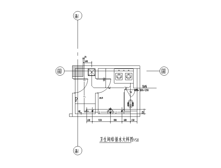 贵州电商物流园能源中心给排水施工图-卫生间给排水大样图