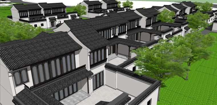 桃花源中式别墅建筑模型设计-绿城安吉桃花源 B区中式别墅模型 (11)
