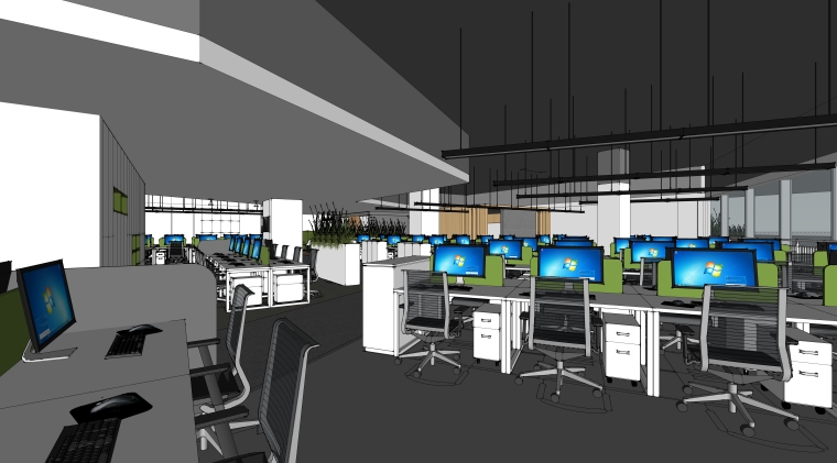 现代风格办公空间室内SU模型设计(5)-重庆总部办公室_SU8