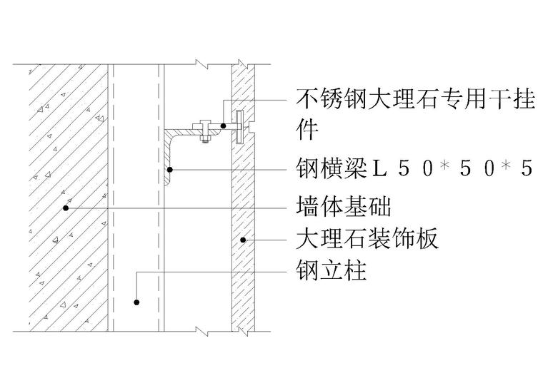 99个石材幕墙详图（干挂花岗岩，节点等）-墙面干挂大理石构造图