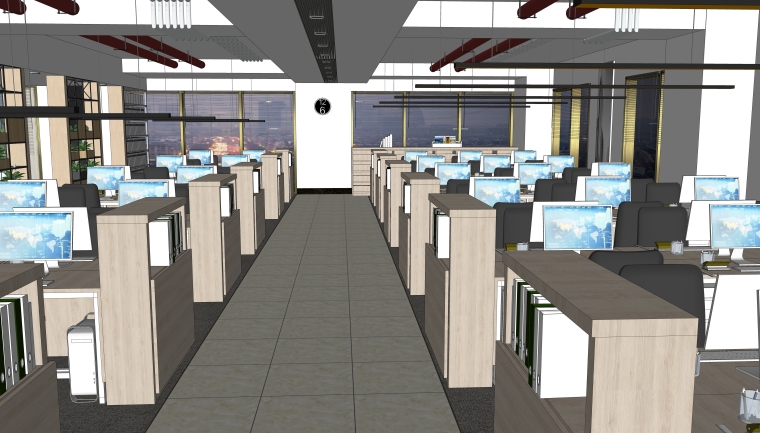 设计办公空间带su资料下载-现代风格办公空间室内SU模型设计(3)