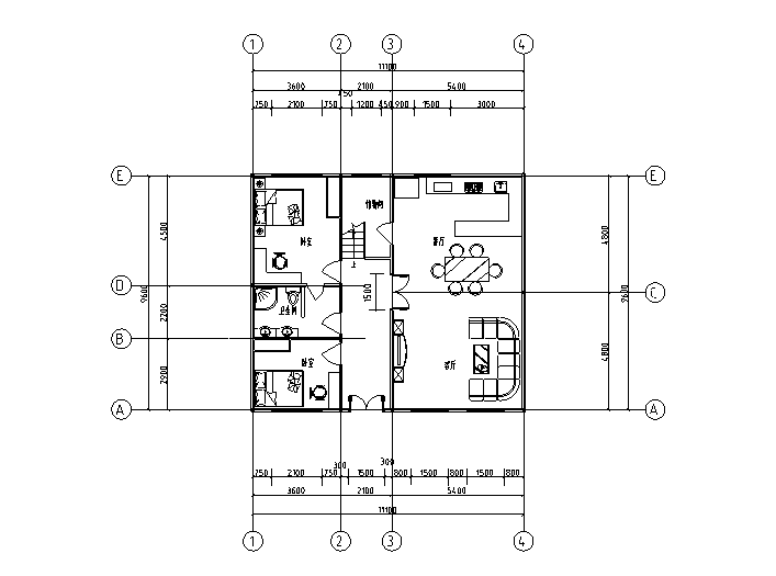 联排户型图大全cad资料下载-绿色节能美式户型图（CAD）