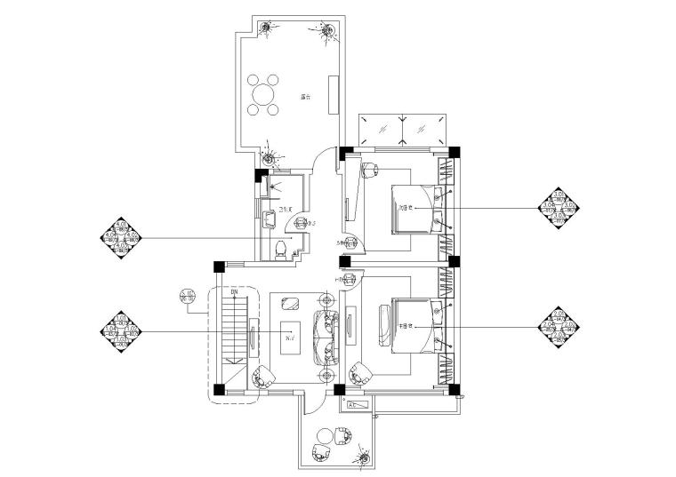 大理室内设计案例资料下载-[云南]高文安-大理王宫别院上叠户型施工图
