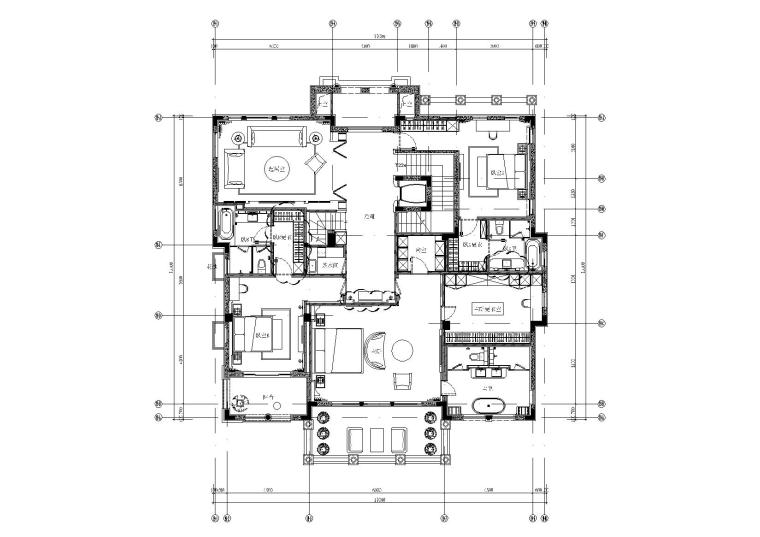[福州]-百督府新中式风格别墅施工图+效果图-福州百督府二层平面布置图